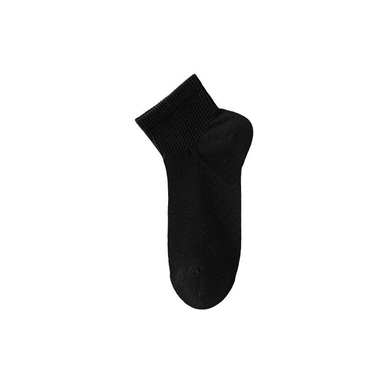 Men's Short Socks for Spring and Summer, Thin Pure Cotton Sports, Anti-odor, Sweat-absorbing, Mesh Breathable, Black Men's Shallow Mouth Boat Socks