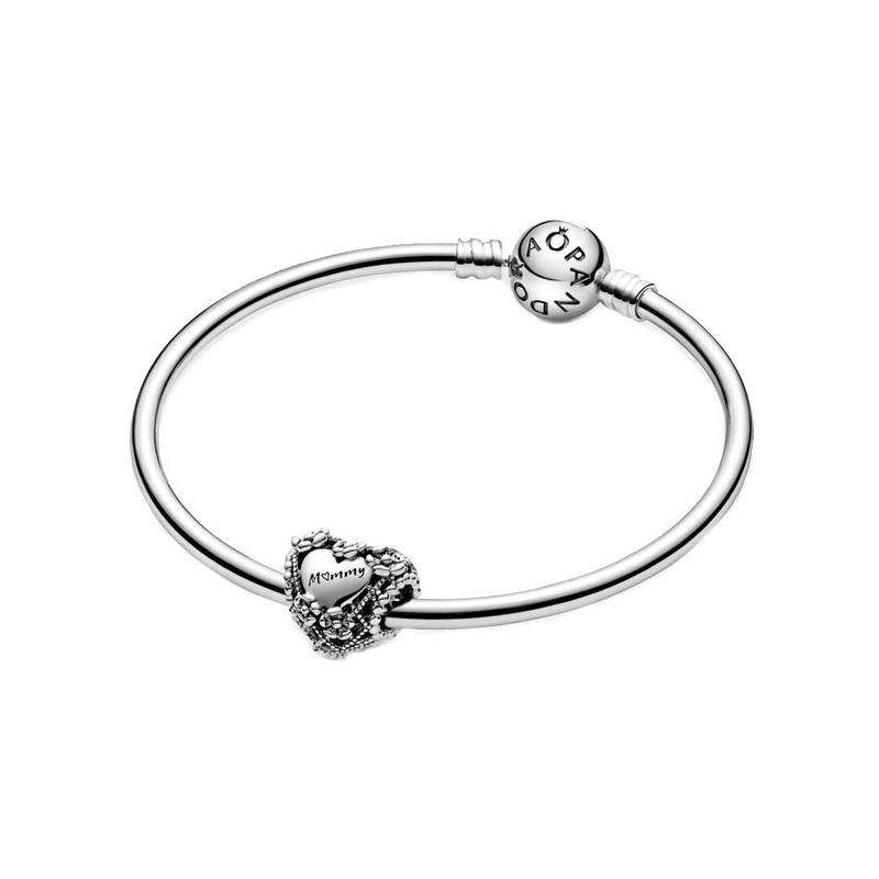 Pandora MOMENTS Beloved Mother Hollow Flower Heart-Shaped Jewelry Accessories Women's Silver 798892C00