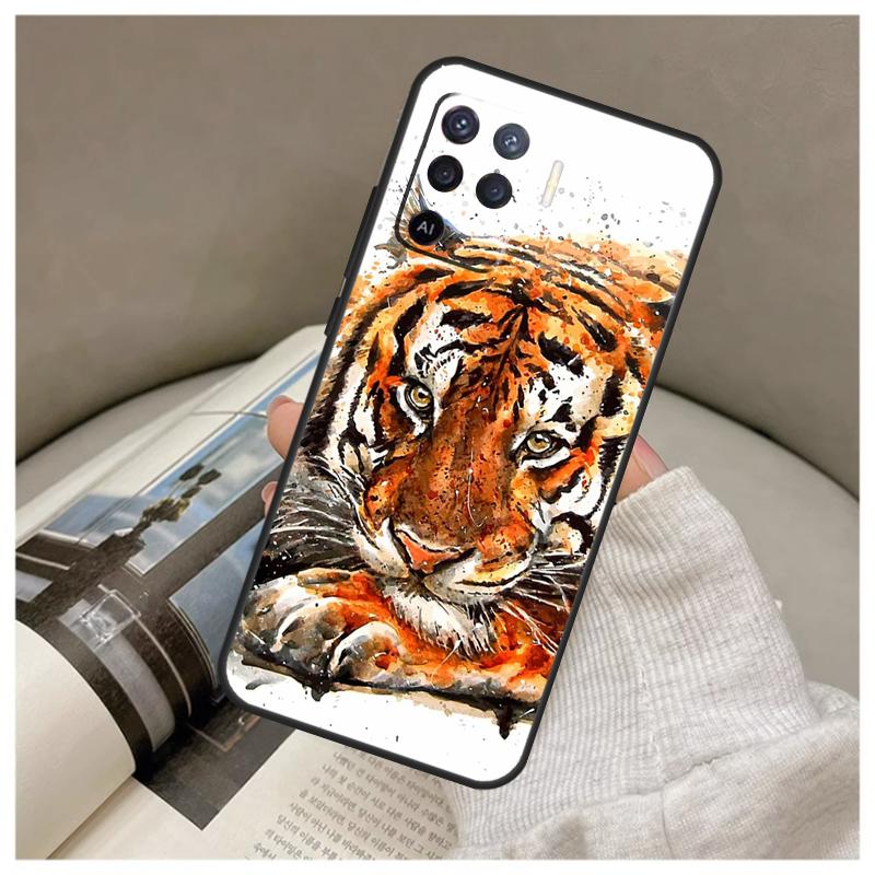 Tiger Face Case For Oppo A74 A94 A54 A18 A38 A58 A78 A98 A80 A60 A40 A96 A76 A16 A15 A17 A57 A77 A5 Pro