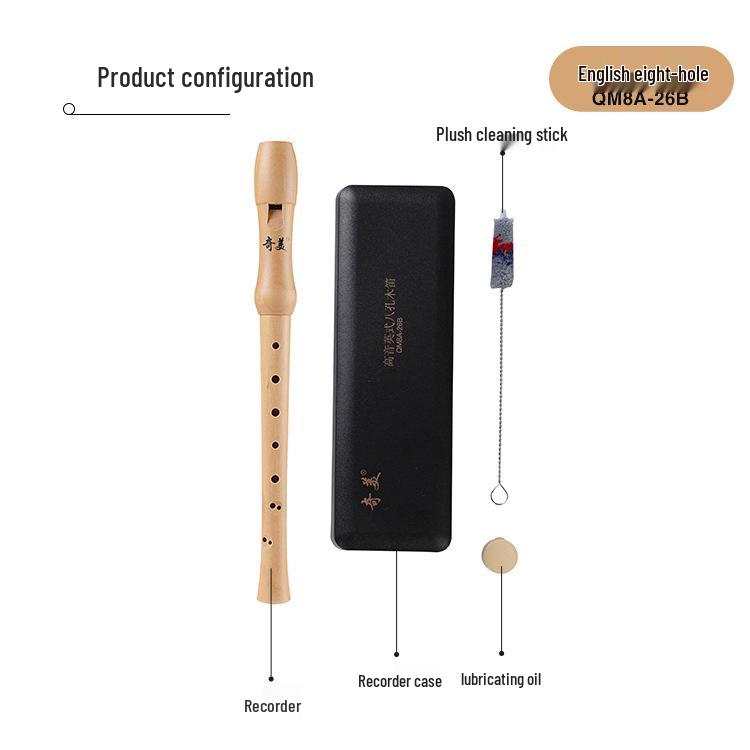 Chimei Eight-Hole Wooden Recorder, German Style, English Style, Student Practice Flute, Beginner Wind Instrument