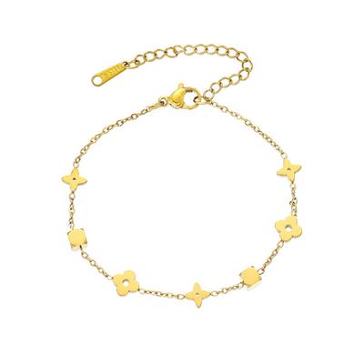 Glücksbringer vierblättriges Kleeblatt Armband für Damen Mädchen Edelstahl Schmuck Zubehör