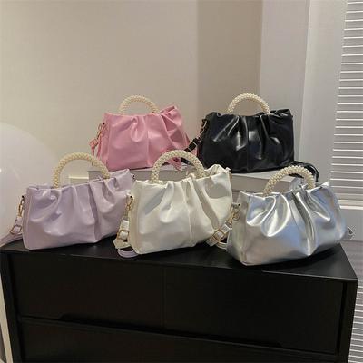 Bolsa Nuvem de Mão de Pérola Nova Moda Coreana Pequena Bolsa Quadrada Linda Bolsa de Ombro Bolsa Transversal