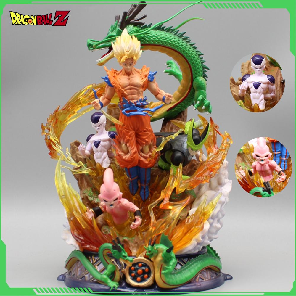 Dragon Ball Figure Son Goku Anime Figurine 23cm Super Saiyan Goku Statue Shenron Frieza Buu Cell Models Collectble Toys Gifts Gk