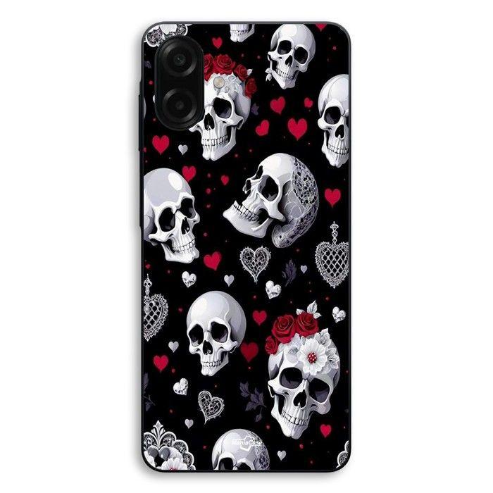 Coque Pour Samsung Galaxy A07 Tête de mort et coeurs Maniacase