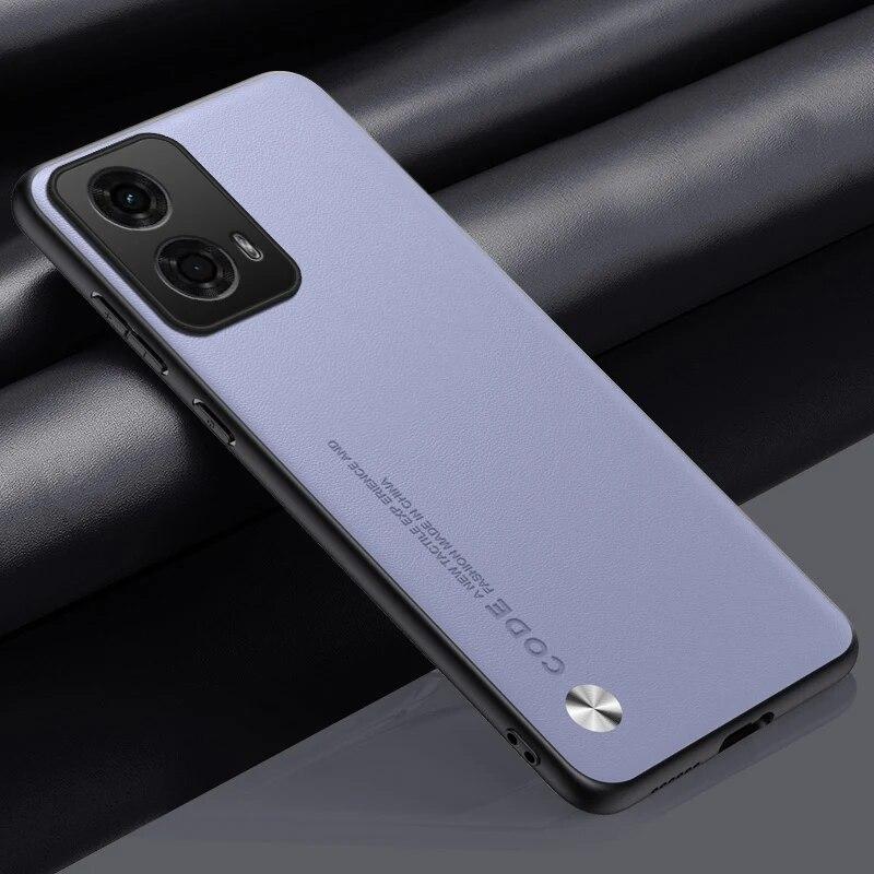 Luxury Plain PU Leather Case For Motorola G24 Back Cover Matte Silicone Full Protection Phone Case For Motorola Moto G24 4G G84 G54