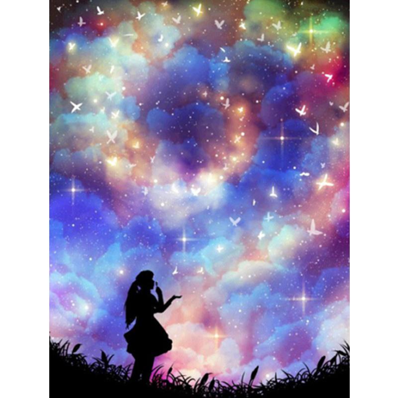 5D DIY Diamond Painting Blue Sky Universe Diamond Embroidery Cross Stitch Kit Full Rhinestone Mosaic Home Decor