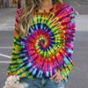Spring and Autumn New European and American Personalized Tie Dyeing 3D Printing Fashion Trend Round Neck Long Sleeve Hoodie