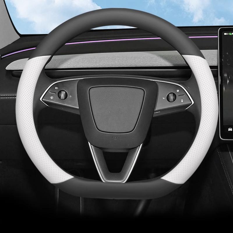 For Tesla Model Y 2025 Car Steering Wheel Cover Anti Slip Leather Breathable Four- Season Universal Car Interior Accessories