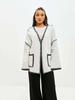 Knitted Open-Front Cardigan Sweater Spring New Style Loose Color Block Long Sleeve Wool Coat