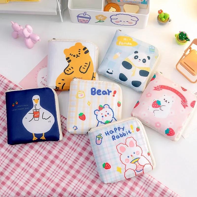 Mini-Damenbinden, Reise-Kopfhörer-Münzen-Aufbewahrungstasche, Beutel, Ausweis, Kreditkartenhalter, Kawai Cartoon, Kosmetik-Kulturbeutel, Organizer-Tasche