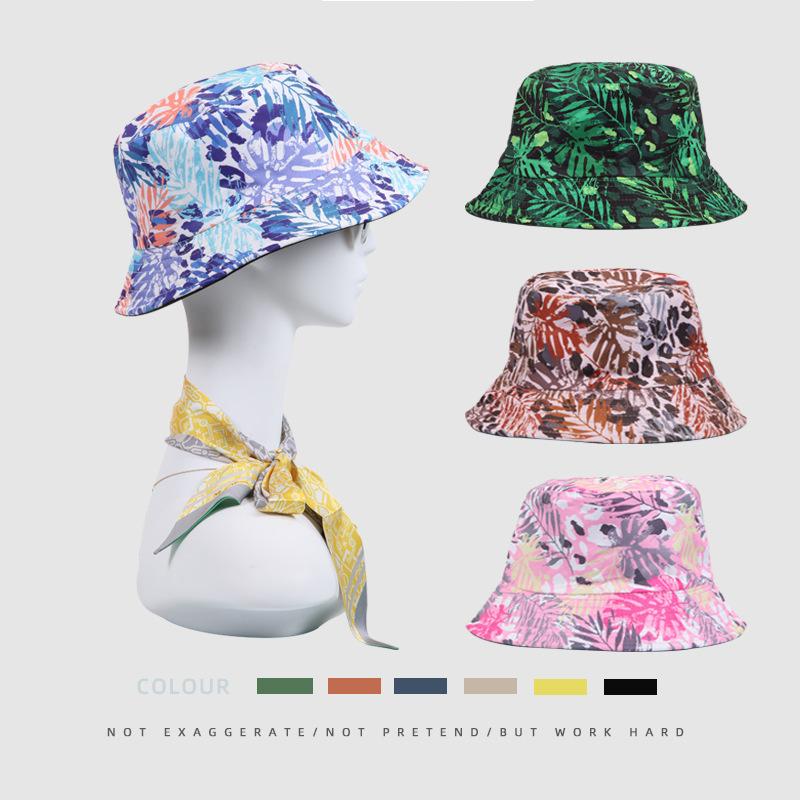Hat Versatile Style Leaf Printing Womens Sunshade Hatscaps Fishermans