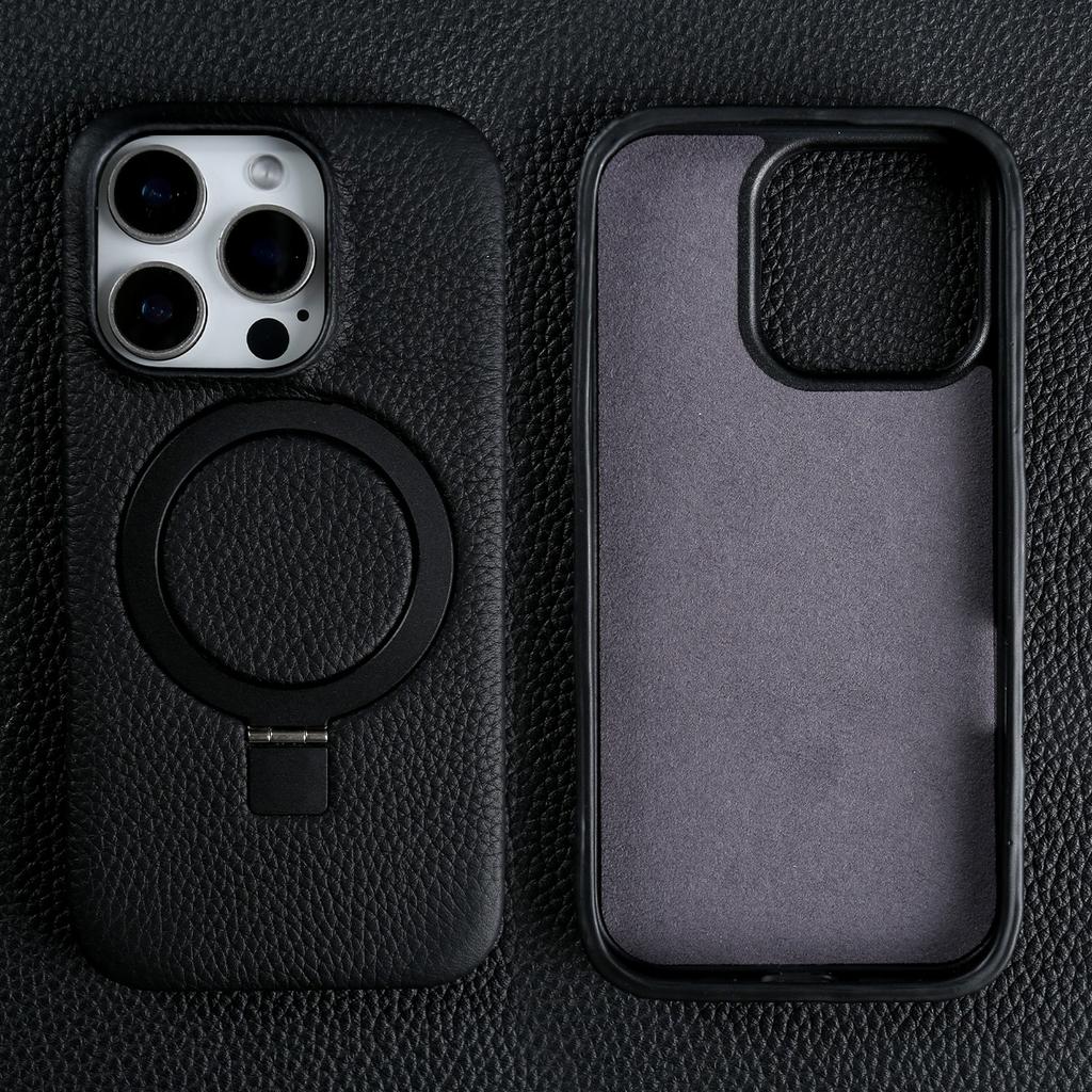 Чехол для телефона с магнитной подставкой-кольцом для iPhone 16 Pro Max 16e 15 13 14 12 11pro, крышка, чехол из натуральной кожи, чехлы с магнитной задней крышкой