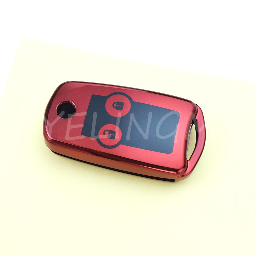 Car Flip Car Key Shell 2 3 Buttons Soft Tpu For Honda Civic Dio Fit Crv Hrv Accord Odyssey Jazz Folding Cover Protector Keychain