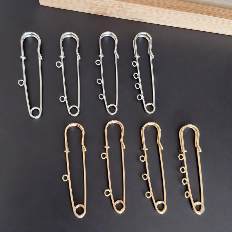 Colorfast Electroplated Safety Pin Brooch with Loop Holder for Sweaters and Pants