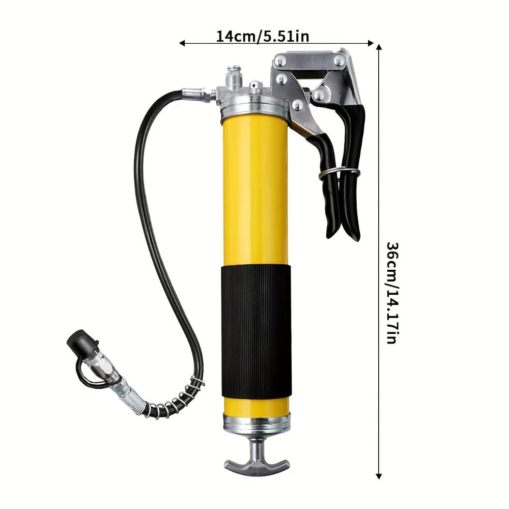 Hochleistungs-Fettpressen-Set, 8.000 PSI, 14 oz Edelstahlzylinder, 18 Schlauch, 2 Anschlüsse, 2 verlängerte starre Rohre, stilvolle Düse