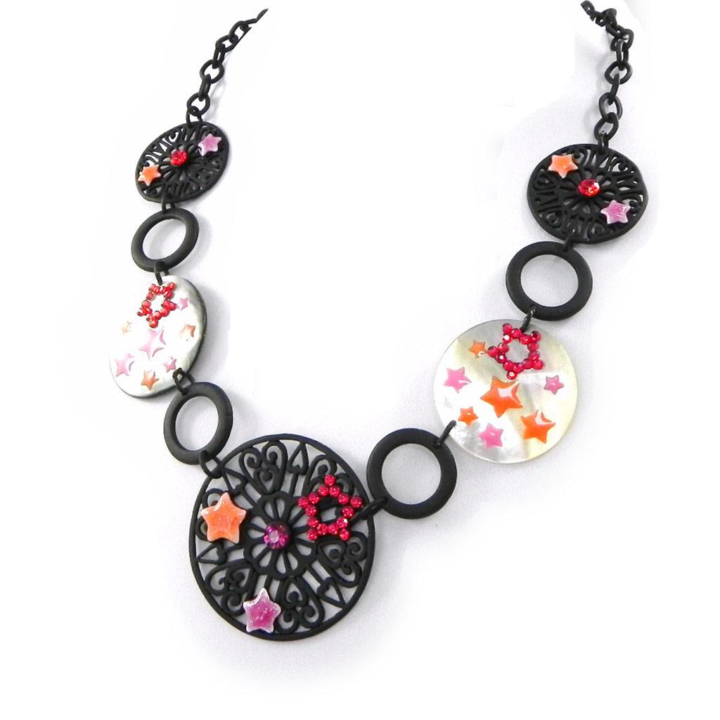 NOA [H9036] - Designer Necklace 'Carmen' Red Orange