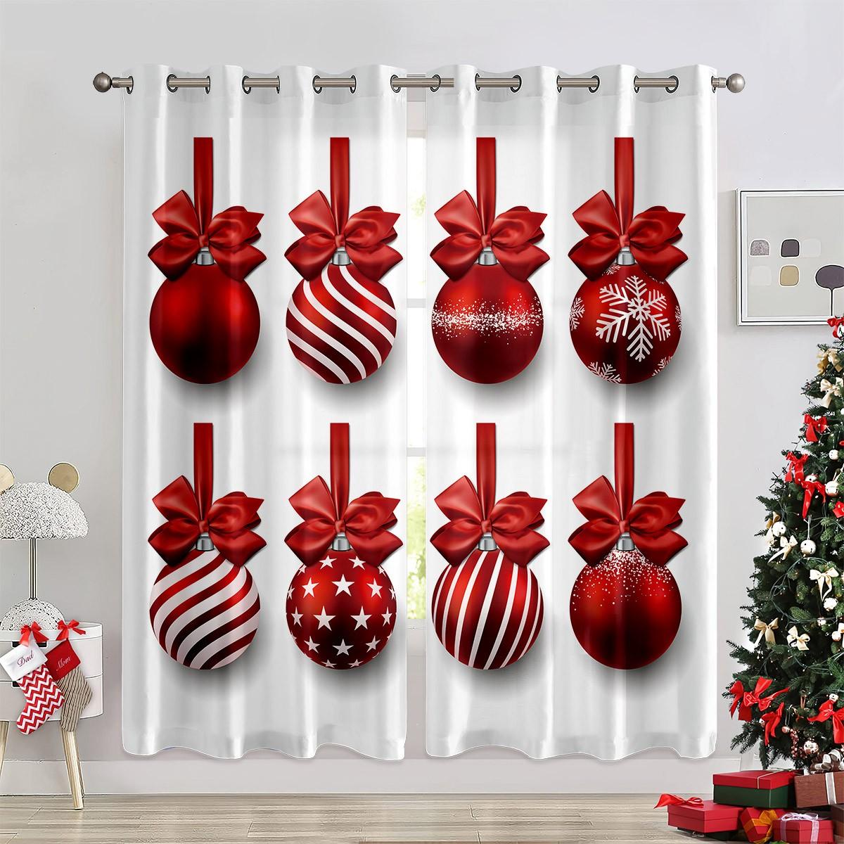 

2pc Collection Golden Bell Christmas Polyester Blend Doorway Drapes Festive Digital Print,Design Machine Washable, Holiday Decor for Sleeping Room (W50H130cm)-2pcs&Grommet Top