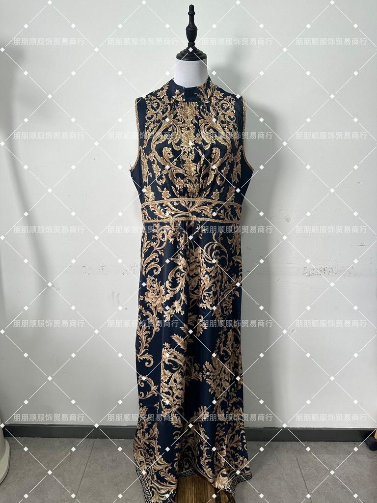 Style européen et américain, robe longue rétro brodée d'or, robe de soirée fine et ajustée pour femmes