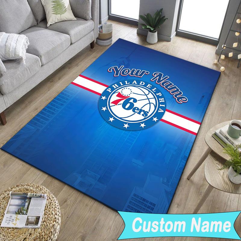 Custom Name76ers Basketball Team Carpet, Indoor Rug, Chair Rug, Living Rooms, Doormat Made From Polyester Home Decor Birthday Christmas Gifts