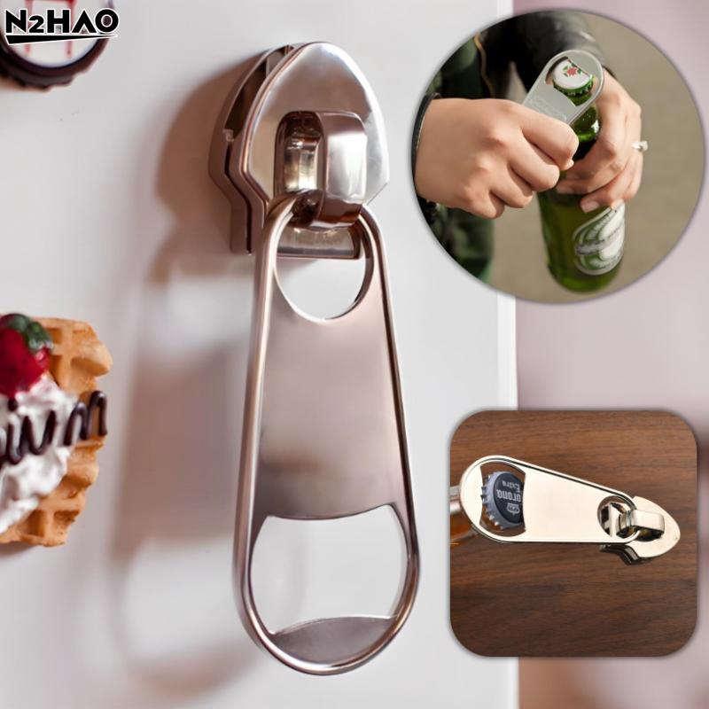 1*Creative Large Magnetic Zipper Bottle Opener, Beer Bottle Opener, With Refrigerator Magnet, Zipper-shaped Beer Bottle Opener