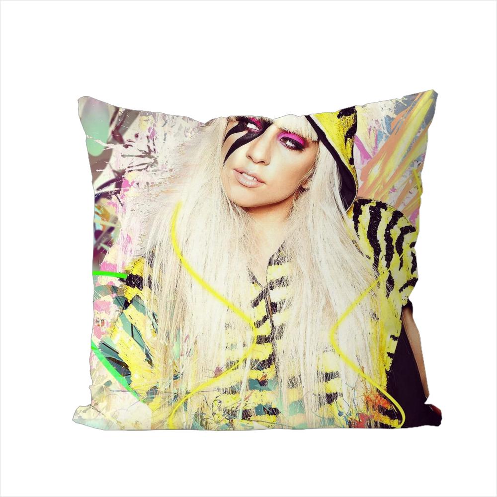 Federa Cuscino Cantante Lady Gaga Per Auto Divano Decorativa Casa Stampa Double Face Peluche Quadrato Cuscino Decorativo Copricuscino