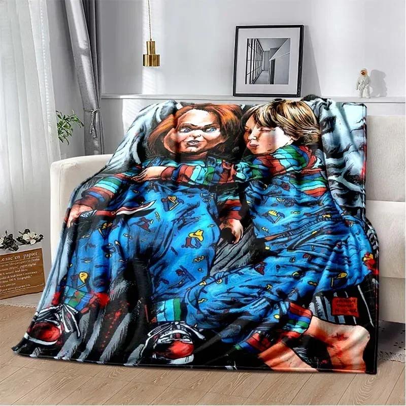 3D Horror Movie Character Chucky Saw Cartoon Area Blanket Fashion Soft Cozy Living room Bedroom Sofa Bed Travel Blanket