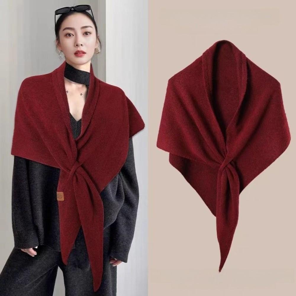 Soft Triangle Scarf Solid Color Sweater Shawl Cape Fashion Knitted Shawl