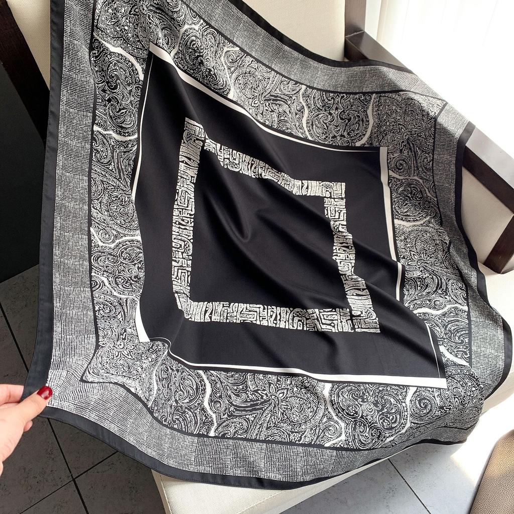Spring Scarf Women's Luxury Design Polyester Material Smooth Scarf Soft Shawl Beach 90x90cm