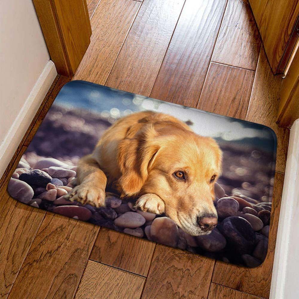 Cute Pet Cartoon Animal Pattern Entrance Floor Mat For Hallway Entrance Living Room Bedroom Flannel Rug Home Decoration