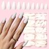 120 Pcs Press On Nails Solid Color False Nails Almond Full Cover Stick On Nails Artificial Nails Manicures Supplies