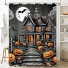 1Pcspooky Haunted House Halloween Bathroom Curtain For Kids Girls Room Decor Scary Backdrop