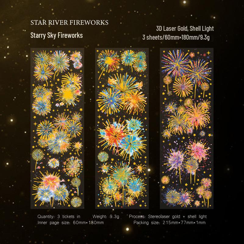 

Sugar Poem 3D Laser Gold Flat Sheet Stickers: Firework Moment Series - 3 Sheets, 4 Styles Available