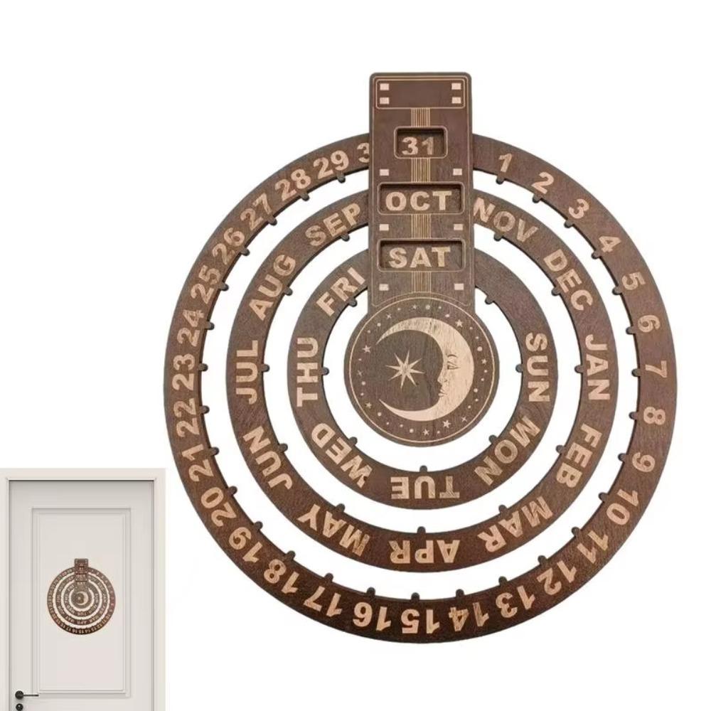 Stylish Rotating Calendar Retro Hanging Calendar Silent Operation Perpetual Calendar Indoor