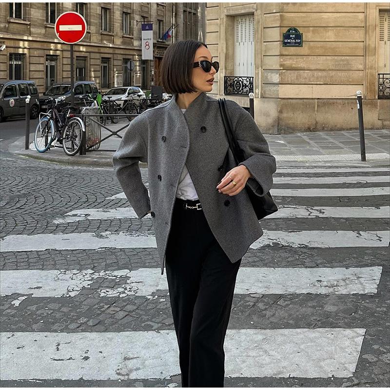 Elegant Faux Fur Jackets Women Loose O-neck Long Sleeves Double Breasted Female Coats 2024 Autumn Winter New Lady Streetwears