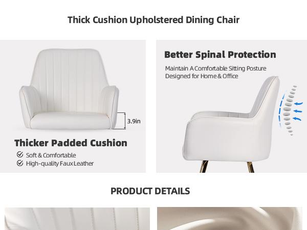 Dining Chair Set of 2 – Modern Fabric Chair with Armrest, Gold-Plated Metal Legs, Luxurious Dining Furniture for Living Room, Kitchen & Reception Room