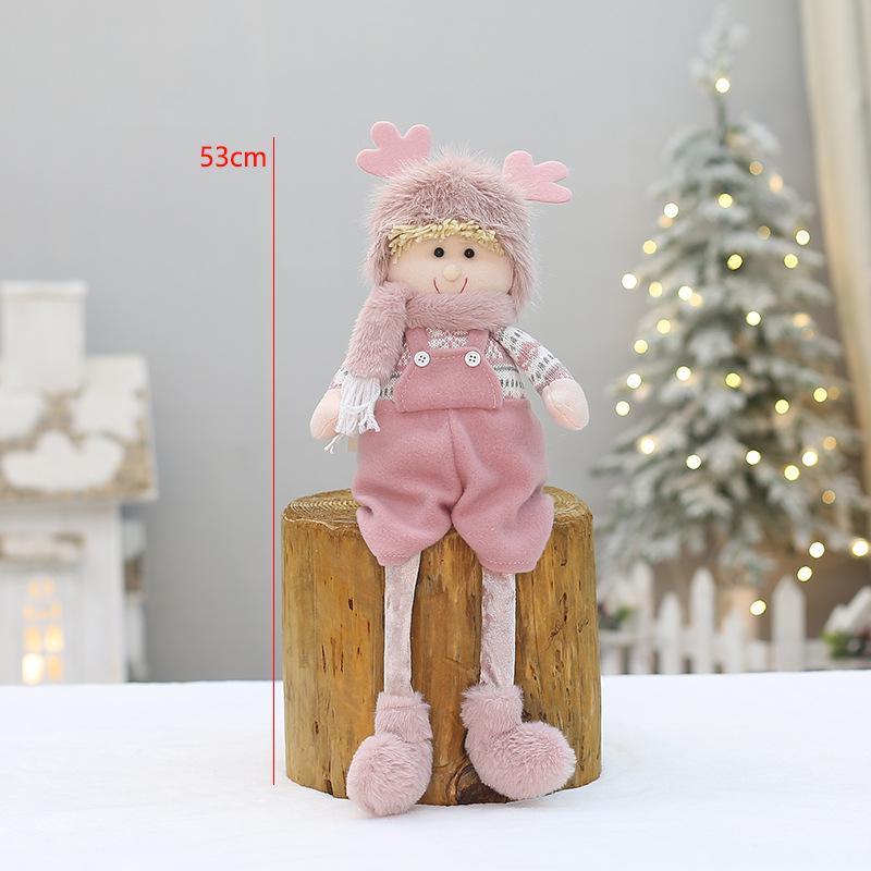 Pink Long Plush Boy and Girl Dolls for Christmas Decor