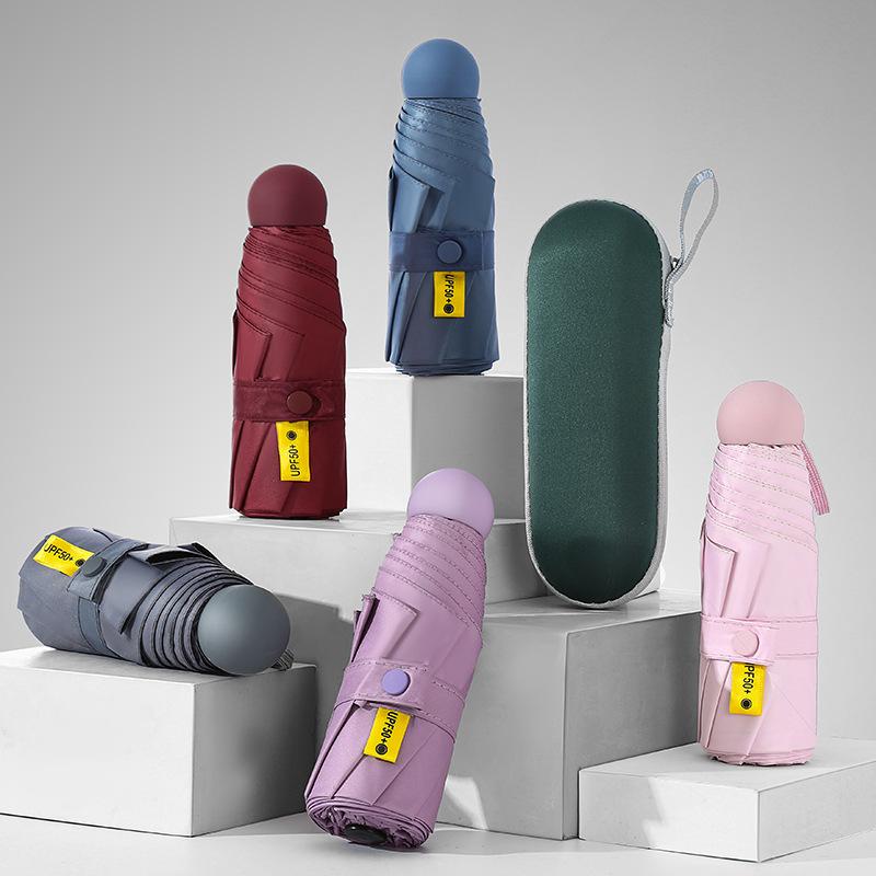 50% Off Sun Umbrella Small Portable Capsule Umbrella Mini Pocket Vinyl Weather Umbrella Gift Umbrella