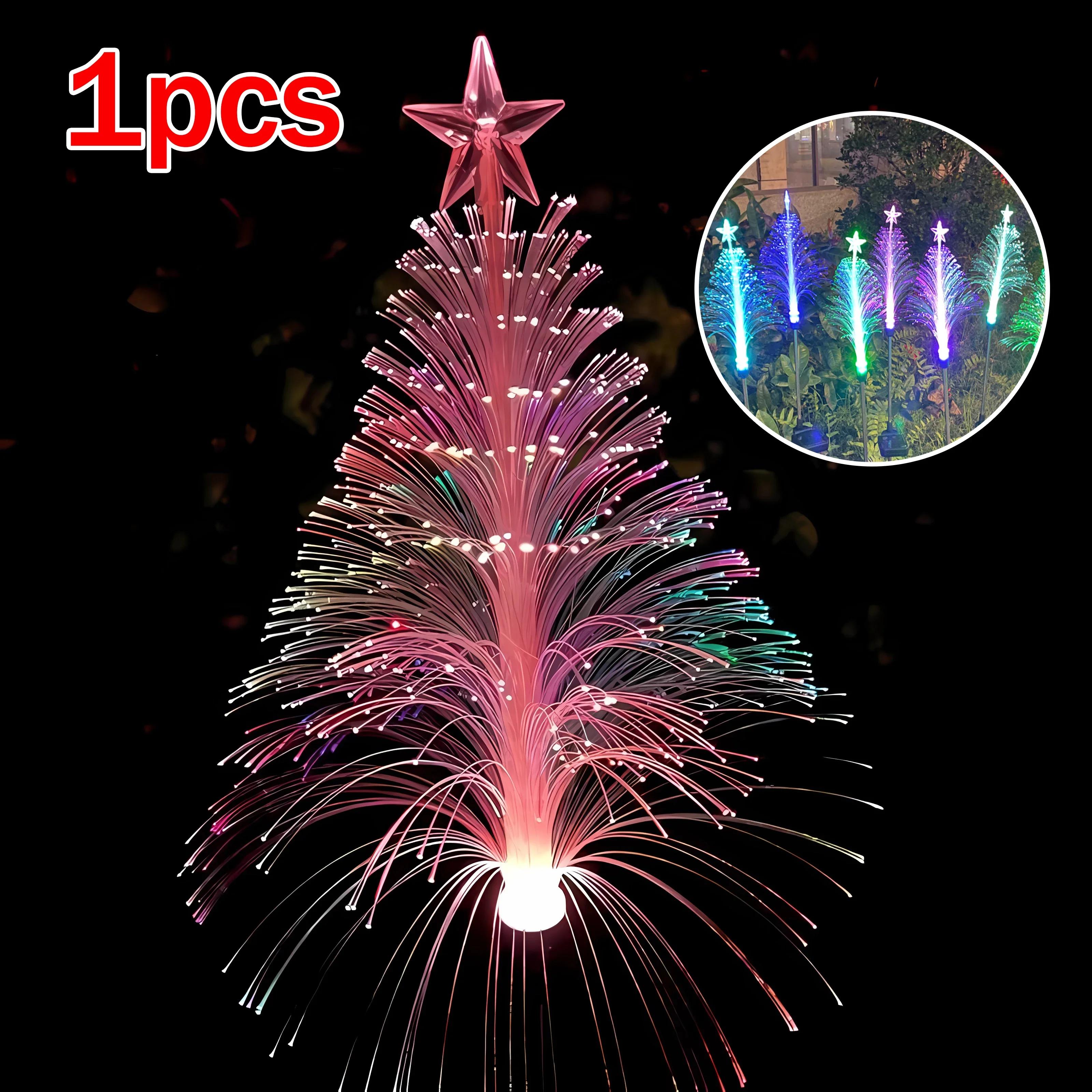 

2025 Christmas Landscape Light Solar Fiber Star Christmas Light Outdoor Courtyard Atmosphere Inserted Christmas Lights