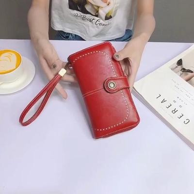 Leather Women Wallet Long Multi-Card Holder Large Capacity RFID Wallet for Women Mobile Phone Purse