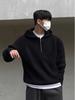 Men’s Trendy Half-Zip Hooded Cardigan – Solid Color, Autumn Style, Warm Knit Sweater