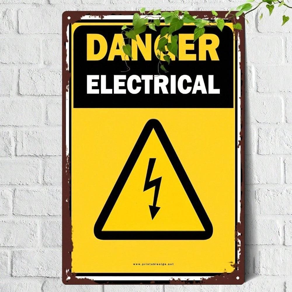 1pc Retro Metal Sign Vintage Danger Warning Plaque 8x12 2D Flat Industrial Garage Wall Decor Rustic Halloween Home Decor