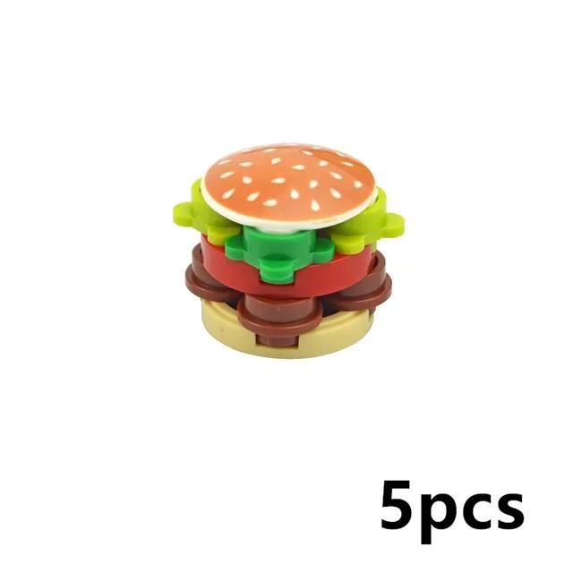 Stadt Lebensmittel Bausteine Küchenzubehör Hamburger Pizza Pommes Kuchen Schokolade Kekse MOC Steine Spielzeugkorb Teile LEDUO