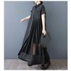 Women's Spliced Long Dress, Loose Pleated Dress