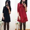 Elegant Cotton Blend Solid Color Dress With Sweet Bow Design For Stylish Commuters