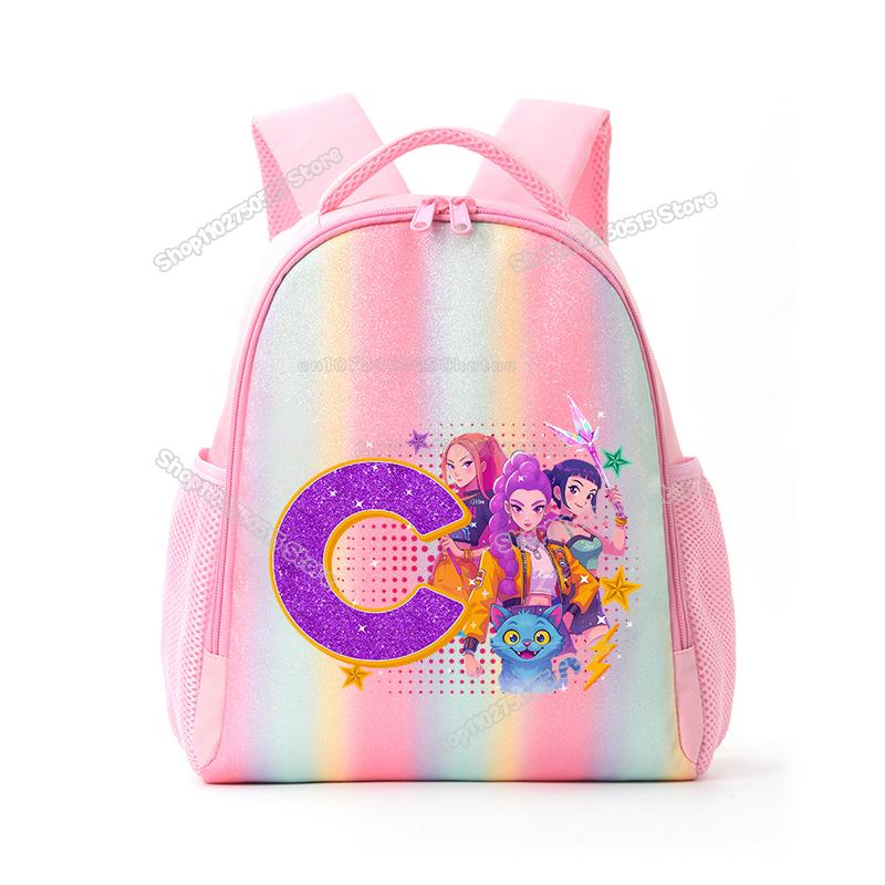 Perfect KPop Demon Hunters Letter A-Z Rainbow Backpack Rumi Mira Zoey Student School Backpack Anime Movie Women Girl Travel Rucksack