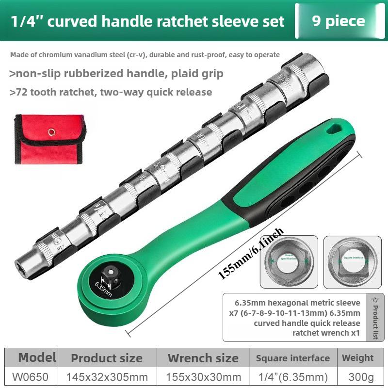 Torque Socket Ratchet Wrench Set 1/4 3/8 1/2 Inch Drive Quick-Release 72 Tooth Automotive Repair Manual Key Tool Kit