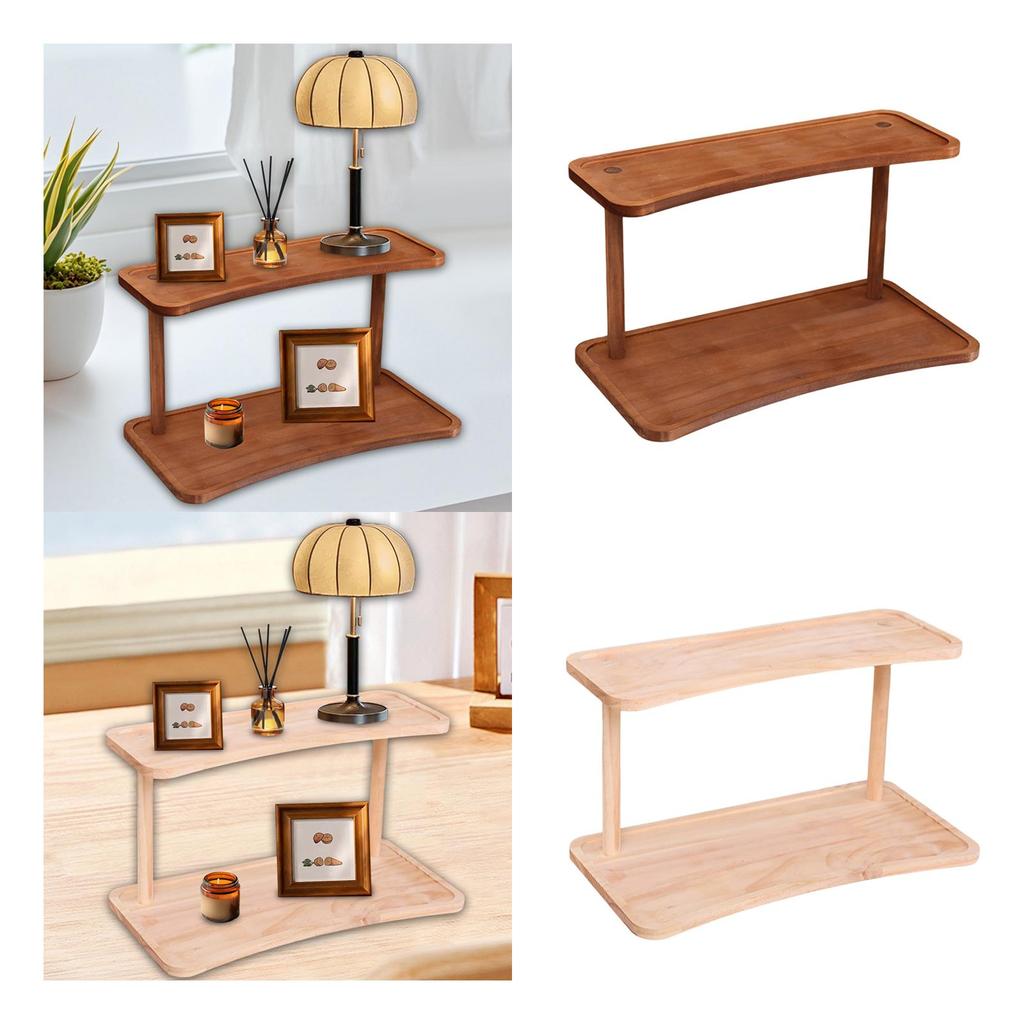 Desktop Storage Organizer 2 Tier Rustic 40x20x22cm Practical Makeup Organizer for Dining Room Office Countertop Bedroom Pantry