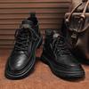 2025 Men's Winter Fleece-Lined Casual Leather Martin Boots - Mid-Top Autumn Work Shoes