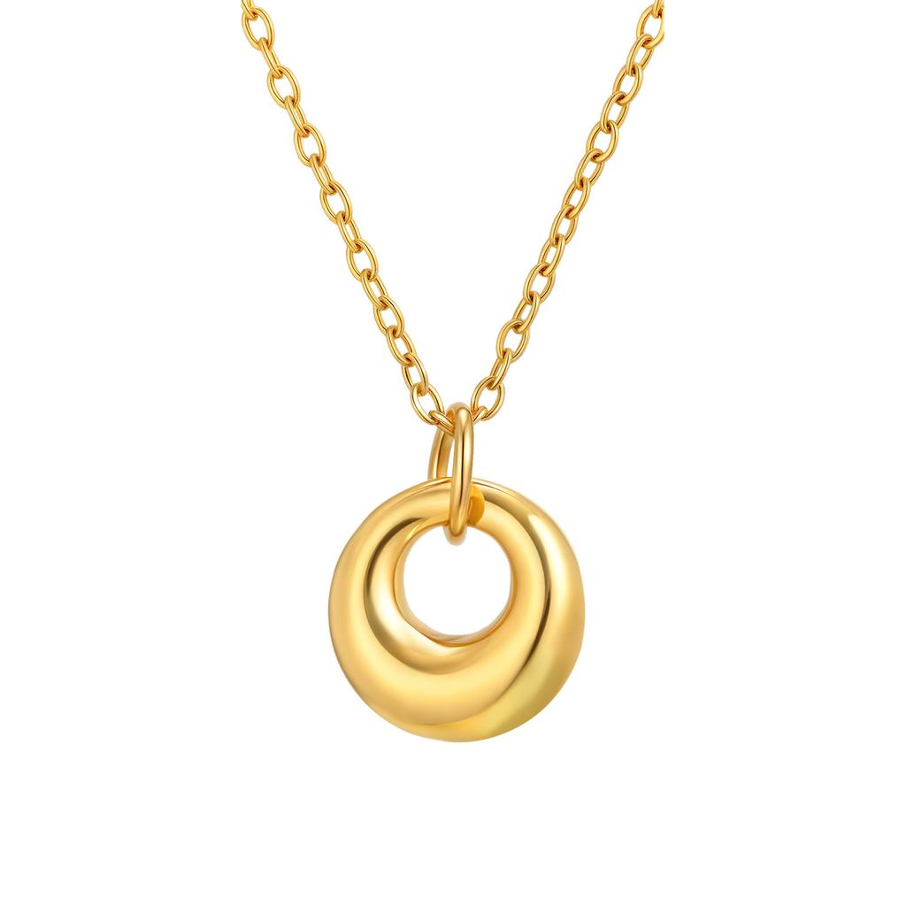 Fashion Jewelry, Stainless Steel Full Light Geometric Ring Gold Pendant Necklace Ladies