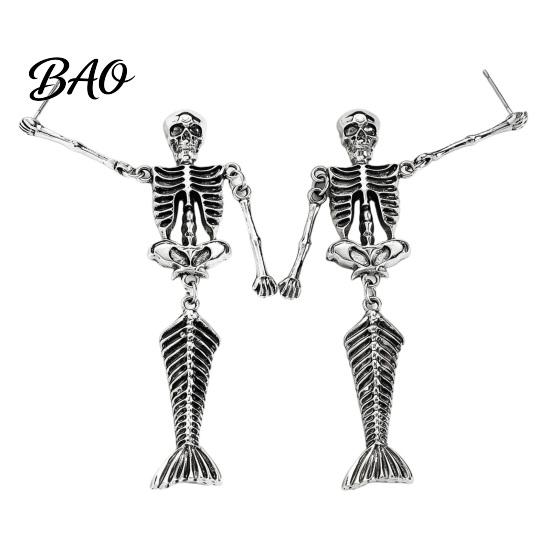 Niche Personalized Jewelry 1 Pair Gothic Skeleton Earrings for Women, Spooky Articulated Skull Dangle Jewelry, Punk Halloween Party Costume